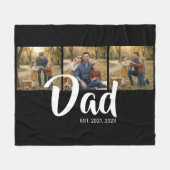 Dad Established Elegant Script Black 3 Photo フリースブランケット (正面(横))