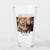 Dad Established Fun 白い太字テキスト + 写真 黒 タンブラーグラス (正面)