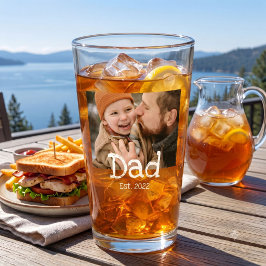 Dad Established Fun 白い太字テキスト + 写真 黒 タンブラーグラス