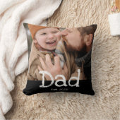 Dad Established Fun 白い太字 + 写真 黒 クッション (ブランケット)