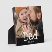Dad Established Fun 白 黒 テキスト 写真 フォトプラーク (正面)