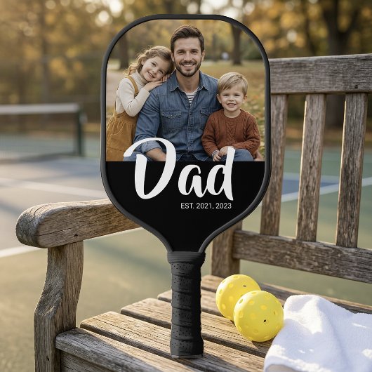 Dad Established Fun Script Photo ピックルボールラケット