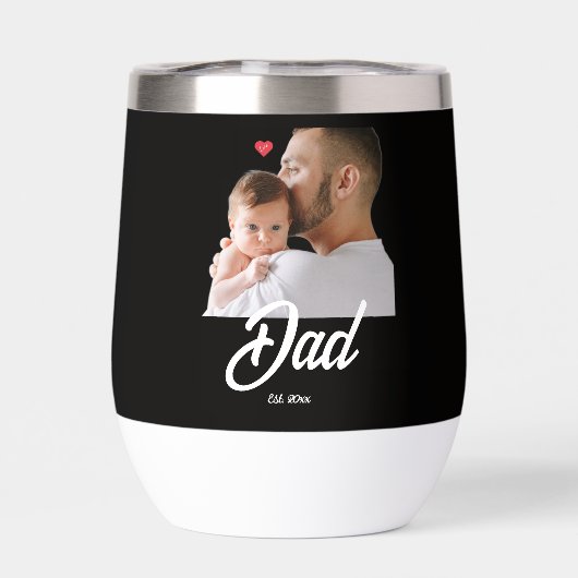 Dad Established Fun Script Photo Heart Gift (背面)