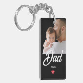 Dad Established Fun Script Photo Heart Gift キーホルダー (正面左)