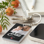 Dad Established Fun Script Photo Heart Gift キーホルダー (正面右)