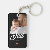 Dad Established Fun Script Photo Heart Gift キーホルダー (裏面)