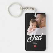 Dad Established Fun Script Photo Heart Gift キーホルダー (正面)