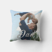 Dad Established Fun Script Photo Heart Gift  クッション (裏面)