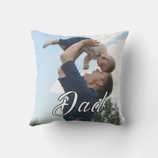 Dad Established Fun Script Photo Heart Gift  クッション (裏面)