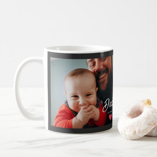 Dad Established Fun Script Photo Heart Gift  コーヒーマグカップ (ドーナツ)