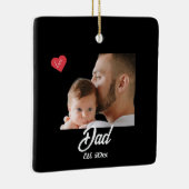 Dad Established Fun Script Photo Heart Gift セラミックオーナメント (右)