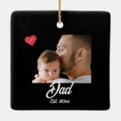 Dad Established Fun Script Photo Heart Gift セラミックオーナメント (裏面)