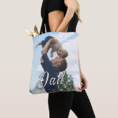Dad Established Fun Script Photo Heart Gift  トートバッグ (クローズアップ)
