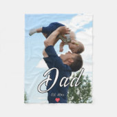 Dad Established Fun Script Photo Heart Gift  フリースブランケット (正面)