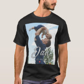 Dad Established Fun Script Photo Heart Gift  Tシャツ (正面)