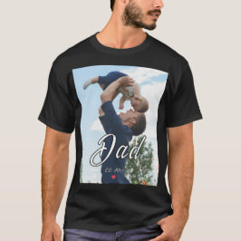 Dad Established Fun Script Photo Heart Gift  Tシャツ