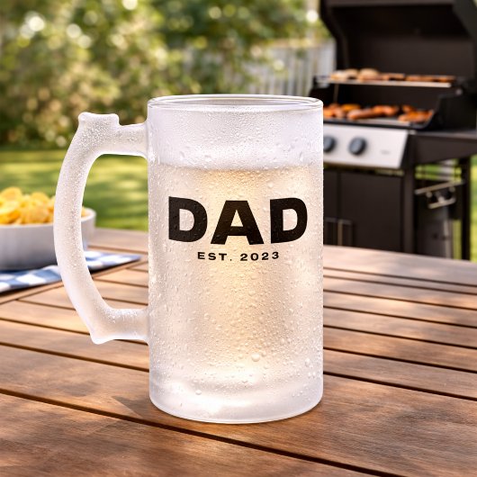 Dad Established Gift for Dad Frosted Glass Beer フロストグラスビールジョッキ
