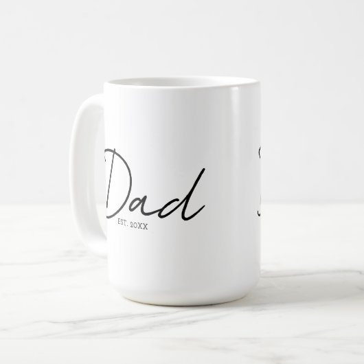 Dad Established Minimal Modern Script Black コーヒーマグカップ (正面左)