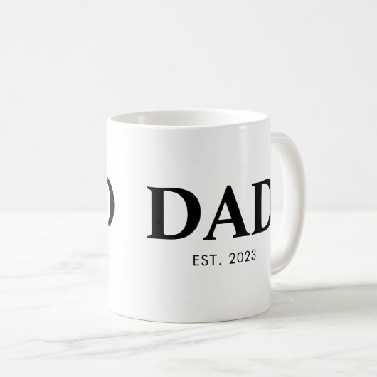 Dad Established Minimal Simple Text Est Year コーヒーマグカップ (正面右)