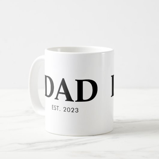 Dad Established Minimal Simple Text Est Year コーヒーマグカップ (正面左)