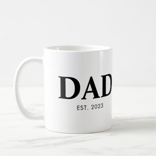 Dad Established Minimal Simple Text Est Year コーヒーマグカップ (左)