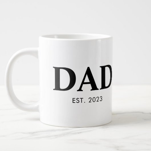 Dad Established Minimal Simple Text Est Year ジャンボコーヒーマグカップ (左)