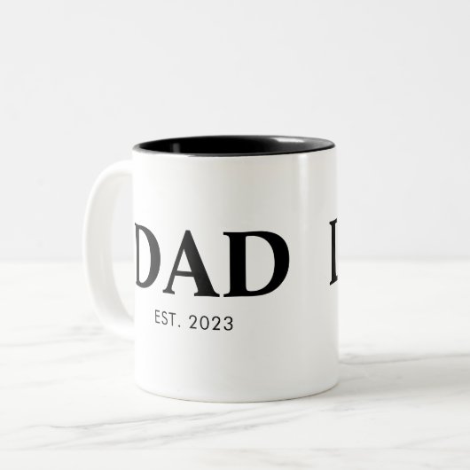 Dad Established Minimal Simple Text Est Year ツートーンマグカップ (正面左)