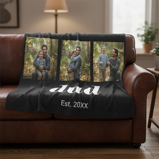 Dad Established Modern 3 Photo フリースブランケット