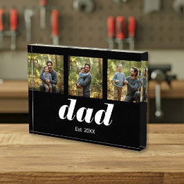 Dad Established Modern 3 Photo Acrylic Block フォトブロック