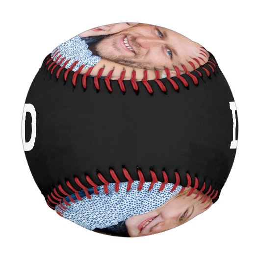 Dad Established Modern Black 3 Photo Collage 野球ボール (裏面)