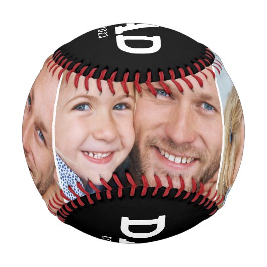 Dad Established Modern Black 3 Photo Collage 野球ボール (正面)