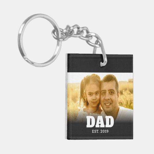 Dad Established Modern Bold Photo キーホルダー (正面左)