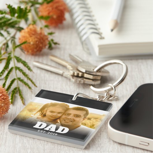 Dad Established Modern Bold Photo キーホルダー (正面右)