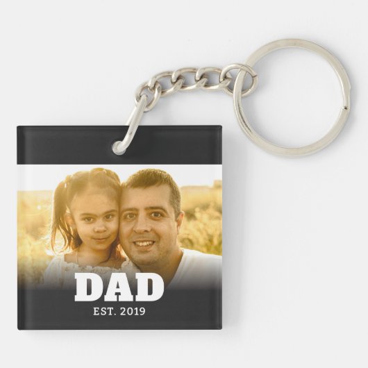 Dad Established Modern Bold Photo キーホルダー (裏面)