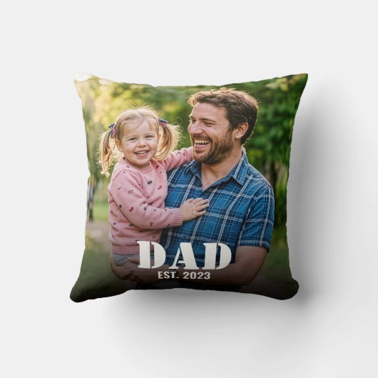 Dad Established Modern Bold Script Photo クッション (裏面)
