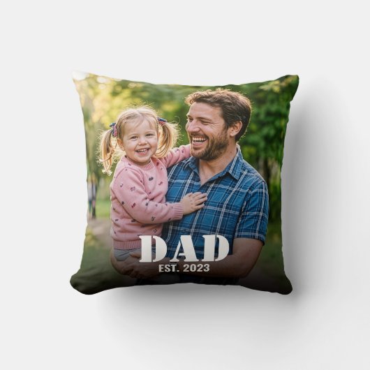 Dad Established Modern Bold Script Photo クッション (正面)