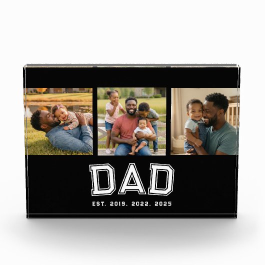 Dad Established Modern Bold White Black 3 フォトブロック (正面)