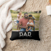 Dad Established Modern Bold White Photo クッション (ブランケット)