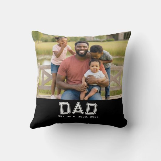 Dad Established Modern Bold White Photo クッション (裏面)
