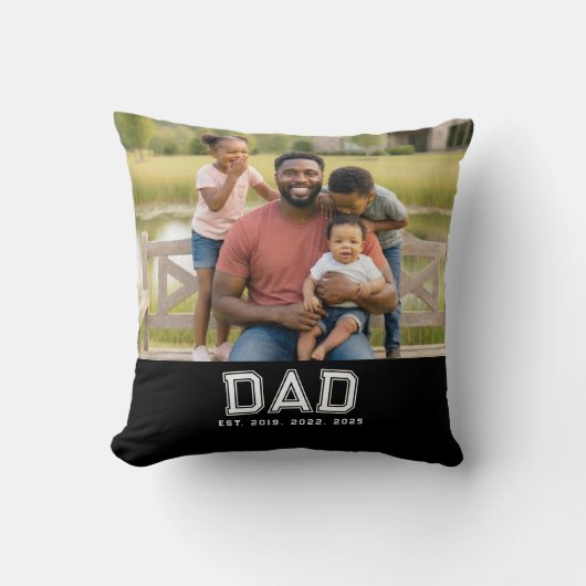 Dad Established Modern Bold White Photo クッション (正面)