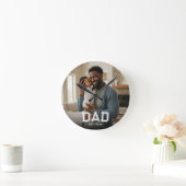 Dad Established Modern Bold White Photo ラウンド壁時計 (ホーム)