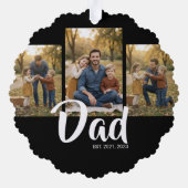 Dad Established Modern Script Black 3 Photo オーナメントカード (裏面)