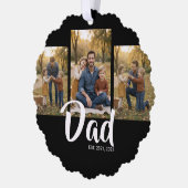 Dad Established Modern Script Black 3 Photo オーナメントカード (左)