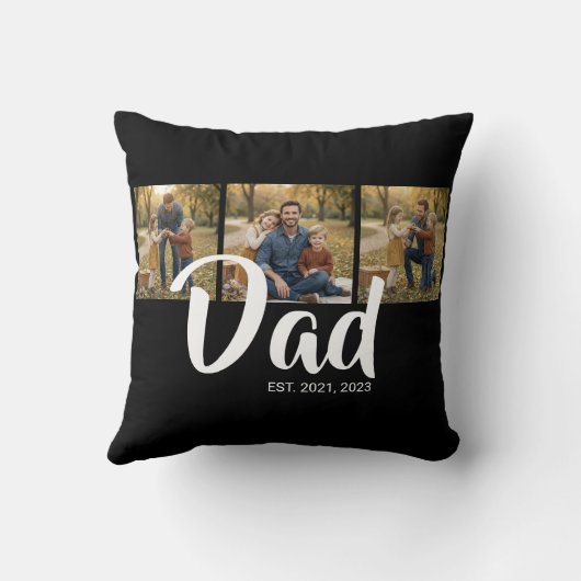 Dad Established Modern Script Black 3 Photo クッション (裏面)