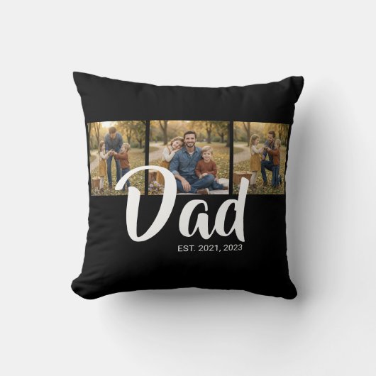 Dad Established Modern Script Black 3 Photo クッション (正面)