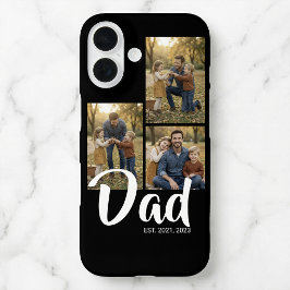 Dad Established Modern Script Black 3 Photo iPhone 16ケース