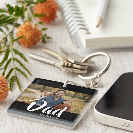 Dad Established Modern Script Photo キーホルダー (正面右)
