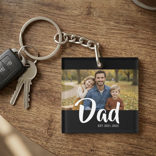 Dad Established Modern Script Photo キーホルダー