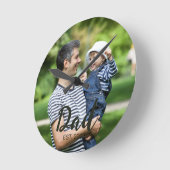 Dad Established Modern Script Photo ラウンド壁時計 (傾斜)