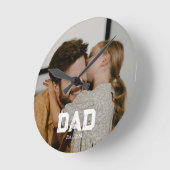 Dad Established Modern White Bold Photo ラウンド壁時計 (傾斜)